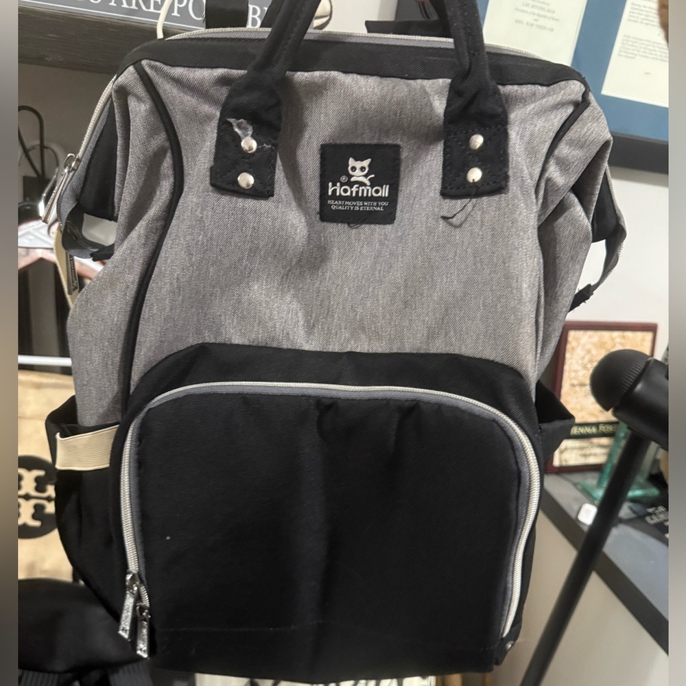 EUC Gray and Black Backpack diaper bag